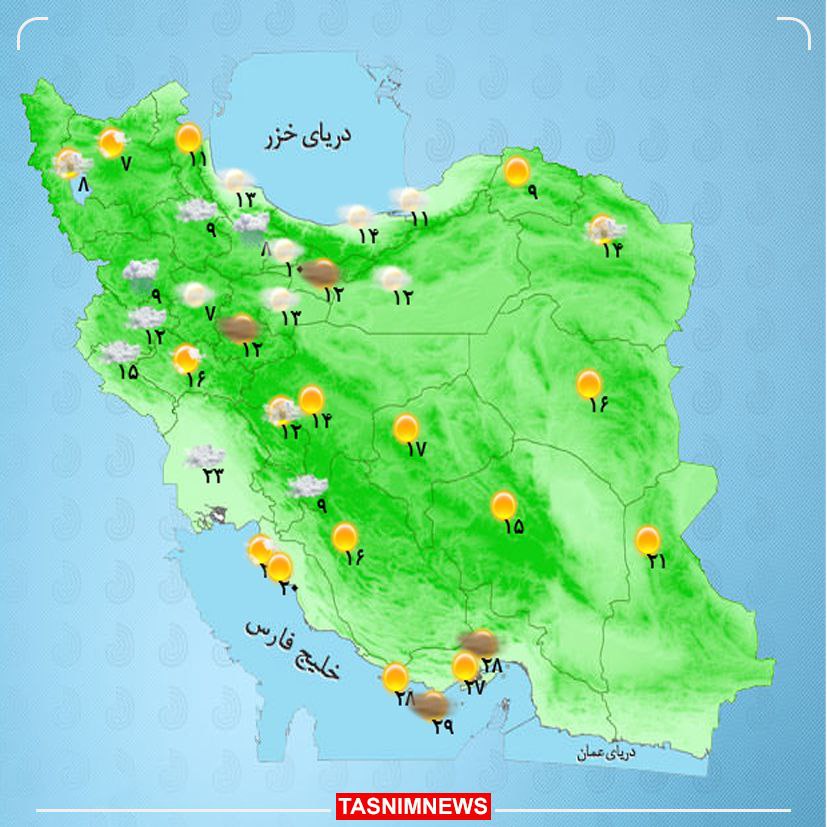 رگبار و وزش باد در شمال‌غرب و شمال شرق کشور