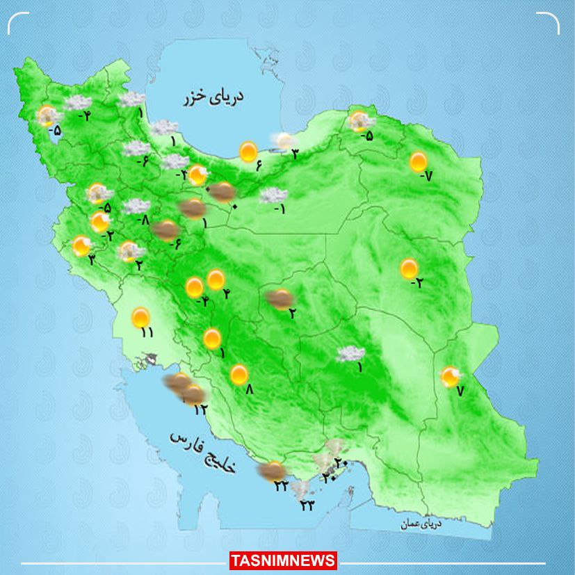 بارش پراکنده برف و باران در آذربایجان‌شرقی