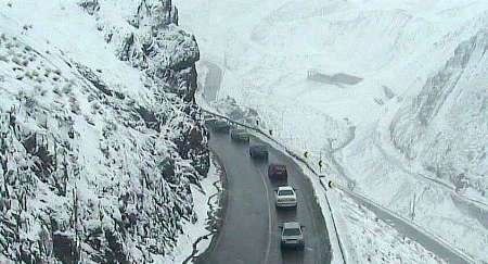 آغاز بارش شدید برف در جاده چالوس